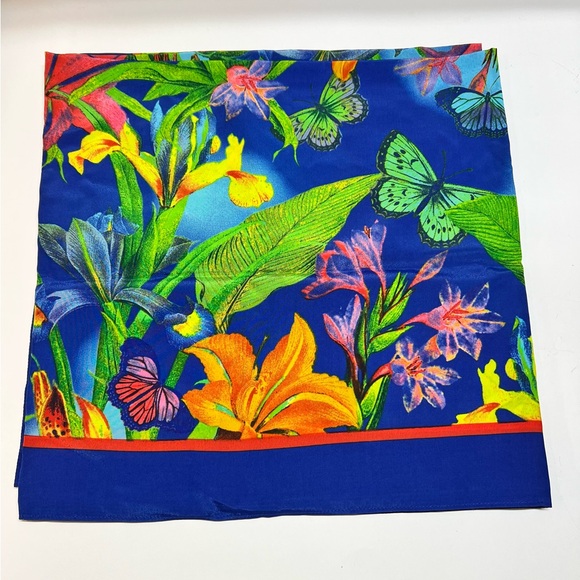 New Linea by Louis Dell'Olio Tiger Lily Scarf Blue Multicolor Butterfly - Picture 3 of 8